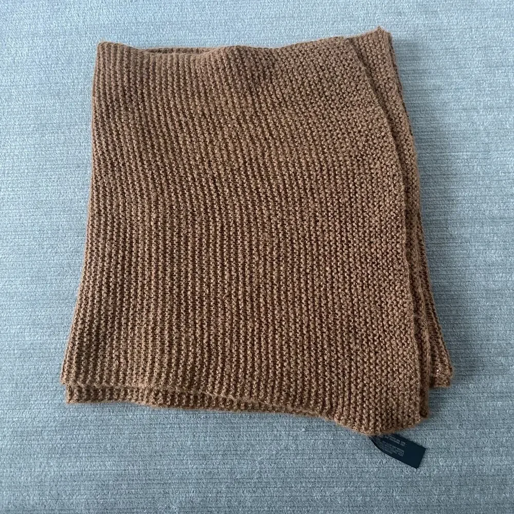 Zara Accessories Scarf Womens M Brown Cable Knit Chunky Oversized Minimalist